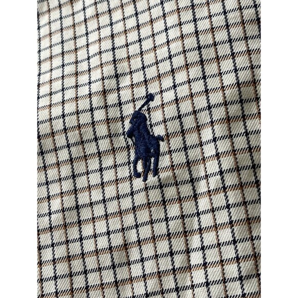 Ralph Lauren L‎ Men’s Classic Fit Cream/Brown Striped Long Sleeve Button Shirt - Picture 3 of 11